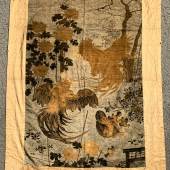 Owen Parry - Japanese silk velvet hand painted Meiji period panel