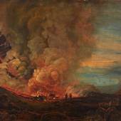 Johan Christian Clausen Dahl, Umkreis  1788 Bergen - 1857 Dresden  Ausbruch des Vesuvs  Öl auf Leinwand. 25,5 x 33 cm.   Schätzpreis: €8.000 - €9.000