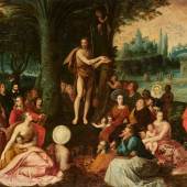 Antwerpener Meister um 1600  Die Predigt Johannes des Täufers  Öl auf Leinwand (doubliert). 82 x 133 cm.  Schätzpreis: €8.000 - €10.000 