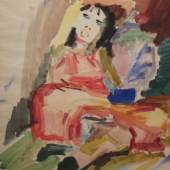 Oskar Kokoschka (1886-1980) Sitzendes Mädchen im roten Kleid, 1921
