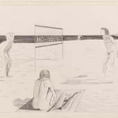 Patrick Angus, Untitled ( Naked Boys at Volley Ball Net ), 1979 Bleistift auf Papier, 35,5 x 43,2 cm © Douglas Blair Turnbaugh