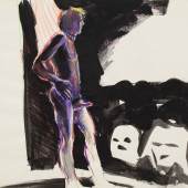 Patrick Angus, Gaiety Dancer, caron d'ache watercolours on paper, framed, 35.6 x 40.6 cm © Douglas Blair Turnbaugh