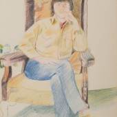 Patrick Angus - Seated man Crayon on paper, 35,6 x 28 cm