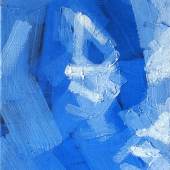  Patrick Tresset 40 year old woman in blue, 2023 Acrylic on linen 27 1/2 x 19 3/4 in 70 x 50 cm