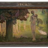Paul Schad-Rossa, Eden, 1899,  Öl, Gips auf Holz, 113 x 178 cm, Neue Galerie Graz, Universalmuseum Joanneum