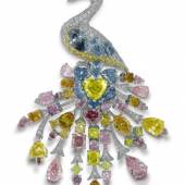 Multicolour Diamond peacock brooch set in platinum, 46.52 carats, Courtesy of Graff, London