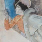 Laura Pecheur, Louis Legrand ( 1863 – 1951 ) Elegant with a fan Pastel on paper Monogrammed Paris 1900 25.1 x 19.4 in ( 640 x 490 mm )