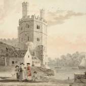 Guy Peppiatt Fine Art Ltd, Paul Sandby, R.A. (1730-1809) The Eagle Tower, Caernarvon Castle, North Wales pen and grey ink and watercolour over pencil on laid paper 36.3 by 51.6 cm., 14 1/2 by 20 1/2 inches Provenance: With Walker Galleries, London, by 1955; By descent from 1955 until 2015 Exhibited: Possibly London, Royal Academy, 1775, no. 275