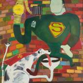 Peter Saul. Superman and Superdog in Jail, 1963 Öl auf Leinwand © Peter Saul
