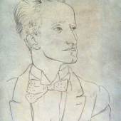 Pablo Picasso „Portrait Comte Etienne de Beaumont, um 1925, Bleistift auf Papier, 16 x 12 cm, Galerie WOS, Pfäffikon-CH