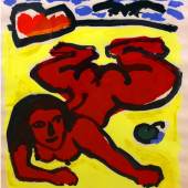 A.R. Penck „HONEN-IN-THOUGTS“ 1991, 6 Farbholzschnitte und 1 Titelholzschnitt in schwarz, Auflage 11/12, 103 x 89 cm, Galerie 