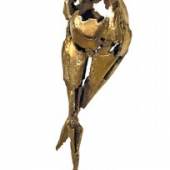 Hans-Peter Profunser Tanzende Cortenstahl bronziert auf Glasplatte 2020,112 x 43 x 23 cm