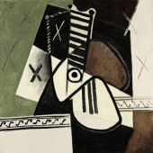 Pablo Picasso, “Guitare accrochée au mur,” 1943, oil on canvas, 18 x 24 in. Courtesy of Gladwell & Patterson.