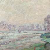 Galerie Weslay – Paris “Gelées blanches au barrage de Génetin à Crozan”. Armand Guillaumin (1841 – 1927)