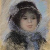 Pierre-Auguste Renoir                 Portrait de femme                                                                                                                                             Pastell, um 1885                                                                                                                                                                                       48,8 x 41 cm / 19 x 16.1 inches                                 € 90.000-120.000 / US$ 103,500-138,000