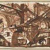 Giovanni Battista Piranesi (1720 - 1778) Architekturphantasie, um 1750 Feder in Braun, Rötel, braun laviert, 153 x 217 mm © Hamburger Kunsthalle / bpk Foto: Christoph Irrgang
