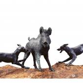 Wildschwein, das von Hunden angegriffen wird, Ensemble von Brunnenfiguren, 1. Jahrhundert n. Chr., Archäologisches Nationalmuseum Neapel 