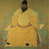 Portrait des Kaisers Xuanzong (reg. 1426-1435, Regierungsdevise Xuande), Seidenmalerei aus der Ming-Zeit (1368-1644), unbekannter Künstler