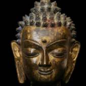 Buddha Kopf Bronze, Tibet 13. / 14. Jh. H: 19 cm, B: 14 cm, T: 13 cm Galerie Peter Hardt