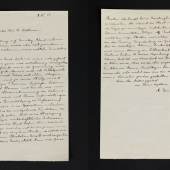 Eigenhändiger Brief von Albert Einstein an Walther Rathenau vom 8. März 1917        Zweiseitig mit Tinte beschriebenes Papier, 20,9 x 13,1 bzw. 13,3 cm        CHF 25'000/35'000  EUR 20'800/29'100