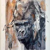 Ralf Koenemann, Gorilla, Mixed Media auf Papier/Leinwand, 40 x 30 cm, 2025, Unikat
