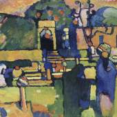 Wassily Kandinsky, Arabischer Friedhof, 1909 Öl auf Pappe, 71,5 x 98 cm Hamburger Kunsthalle, erworben 1954, Foto: Hamburger Kunsthalle/bpk, Elke Walford