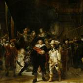 Rembrandt van Rijn, Militia Company of District II under the Command of Captain Frans Banninck Cocq, Known as the ‘Night Watch’, 1642. On loan from the City of Amsterdam.