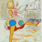 Rosa Loy (1958) "Lage" | 2010 | Kaseinfarbe auf Papier | 38 x 26cm Taxe: 700 – 800 Euro