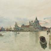 ALT,Rudolf von  1812 - 1905  Blick auf Santa Maria della Salute, Venedig    1882                     €    20.000 –  40.000  Aquarell auf Papier  26,6 x 46,5 cm (Passepartout)  Signiert, datiert links unten:  R Alt 882