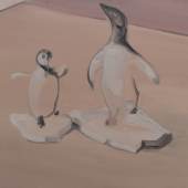 Rudy Cremonini, Ceramic Penguins 2017, Öl auf Leinwand, 80 x 100 cm