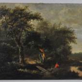 RUISDAEL Jacob Isaakszoon van (1628 Haarlem - 1682 Amsterdam) zugeschrieben "Angler" am Gewässer sitzend, in weiter Landschaft mit Baumbestand Mindestpreis:	3.000 EUR