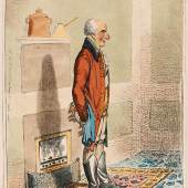 James Gillray: Graf Rumford und sein Kamin. 1800. Kolorierte Radierung © Münchner Stadtmuseum
