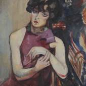 Ruth Cahn, Frau im lila Kleid (Porträtstudie), 1920er Jahre, Öl auf Leinwand, 74 × 61 cm © Privatsammlung M. Kopp