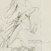Salvador Dali, L’homme Cannibale,  ink pen sketch.