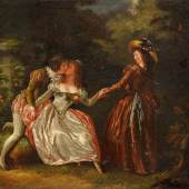 ((Bild „Schall-Jean Frederic“, Bildnachweis: Galerie Fine Arts – Helmut Bezenka)) „Amourette“: Ein Bild des 1752 in Straßburg geborenen Malers Jean- Frederic Schall, gezeigt von der „Galerie Fine Arts – Helmut Bezenka“.