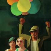  Otto Rudolf Schatz  Ballonverkäufer, 1929  Triptychon - 1. Teil  Öl auf Leinwand  190 x 110 cm  © Belvedere, Wien