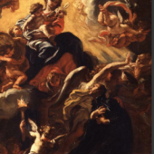 Giovanni Battista Gaulli, Der heilige Ignatius vor der Madonna, um 1672/75, Öl auf Leinwand, 66,5 x 44 cm, Kunstpalast, Düsseldorf, Dauerleihgabe der Kunstakademie Düsseldorf