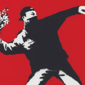 BANKSY Love Is In The Air (Flower Thrower) 2003 Silkscreen print 50x70 cm Private collection