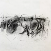 Karl Korab  FRÜCHTE  2019  Kohle auf Papier, 42 x 53 cm, Nr. 205
