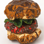 3. Sturtevant, Oldenburg store object, Hamburger and Lettuce on Plate, 1967
