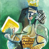  Pablo Picasso, Femme assise à la galette des rois, 1965, oil on canvas, 100 x 73 cm. Est. HK$60m - 80m/ US$7.7m - 10m 