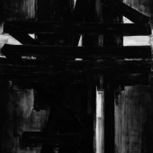 Robert Longo, Untitled (After Soulages; Painting, 195 x 130 cm, May 1953; 1953), 2022 Charcoal on mounted paper 243.8 x 161.8 cm (95.98 x 63.7 in)