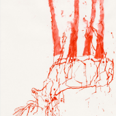 Georg Baselitz  Hannah Hirsch, 2022 Red ink on paper Image 100 x 74.9 cm (39.37 x 29.49 in)  Frame 129 x 104 cm (50.79 x 40.94 in)