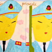 Gabrielle Graessle  birthday parade, 2021 Acrylic, glitter and spray on canvas 70 7/8 x 102 3/8 in 180 x 260 cm (c) Gabrielle Graessle