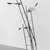 Rebecca Horn Turm der Fliehenden Bücher, 1994 Metal rods, electric motors, books, ink, feather quills 208 × 82 × 65.5 cm | 81 ⅞ × 32 ¼ × 25 ¾ in