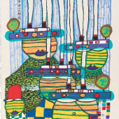  0107  868A Friedensreich Hundertwasser  PAZIFIKDAMPFER, Kyoto 1985  Schätzpreis: € 2.500 - 5.000