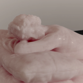 arry X Ball’s Sleeping Hermaphrodite (2008–17), a translucent pink Iranian onyx response to Hermaphrodite Endormi, the multi-era Greek-Roman-Bernini-et al composite sculpture. Photo: Vincent Tullo.