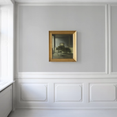 Vilhelm Hammershøi’s Interior. The Music Room, Strandgade 30, hanging on the wall of the very room it depicts Image © Iben Kaufmann