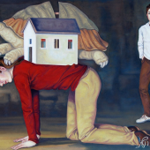 Raimondo Lorenzetti, „Il peso della madre“, Öl auf Leinwand, 2020