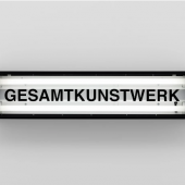 Alfredo Jaar, Gesamtkunstwerk, 1988/2018, lightbox with vinyl mounted on plexiglass, 21.3 x 92.4 x 12.7 cm | 8 3/8 x 36 3/8 x 5 in, Ed. of 10 + 5 A